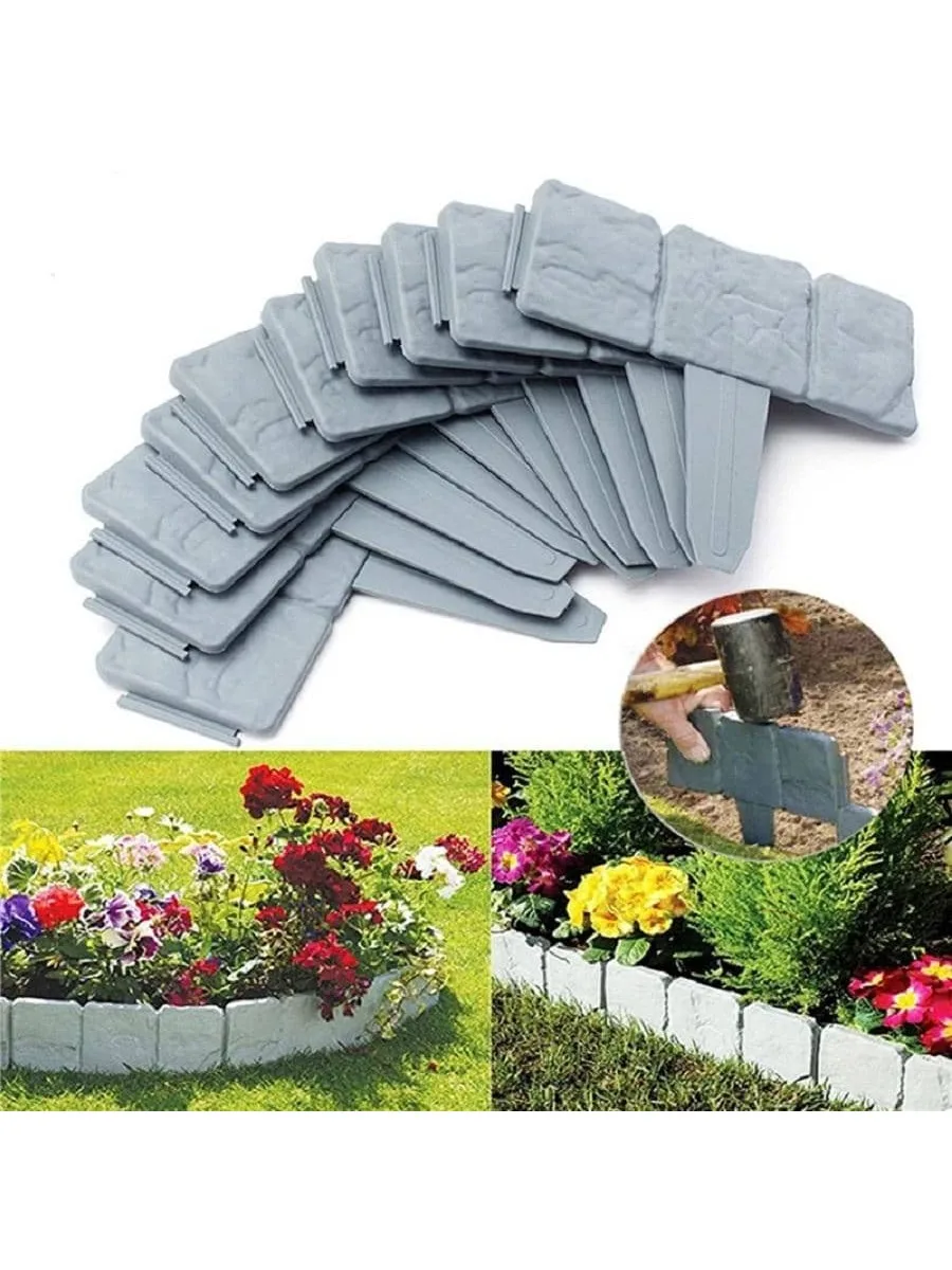 Garden Fence Imitation Stone Plant Support Stake 5-10 pcs Outdoor Landscape Edging Decorative Border Garden Plant Accessories
