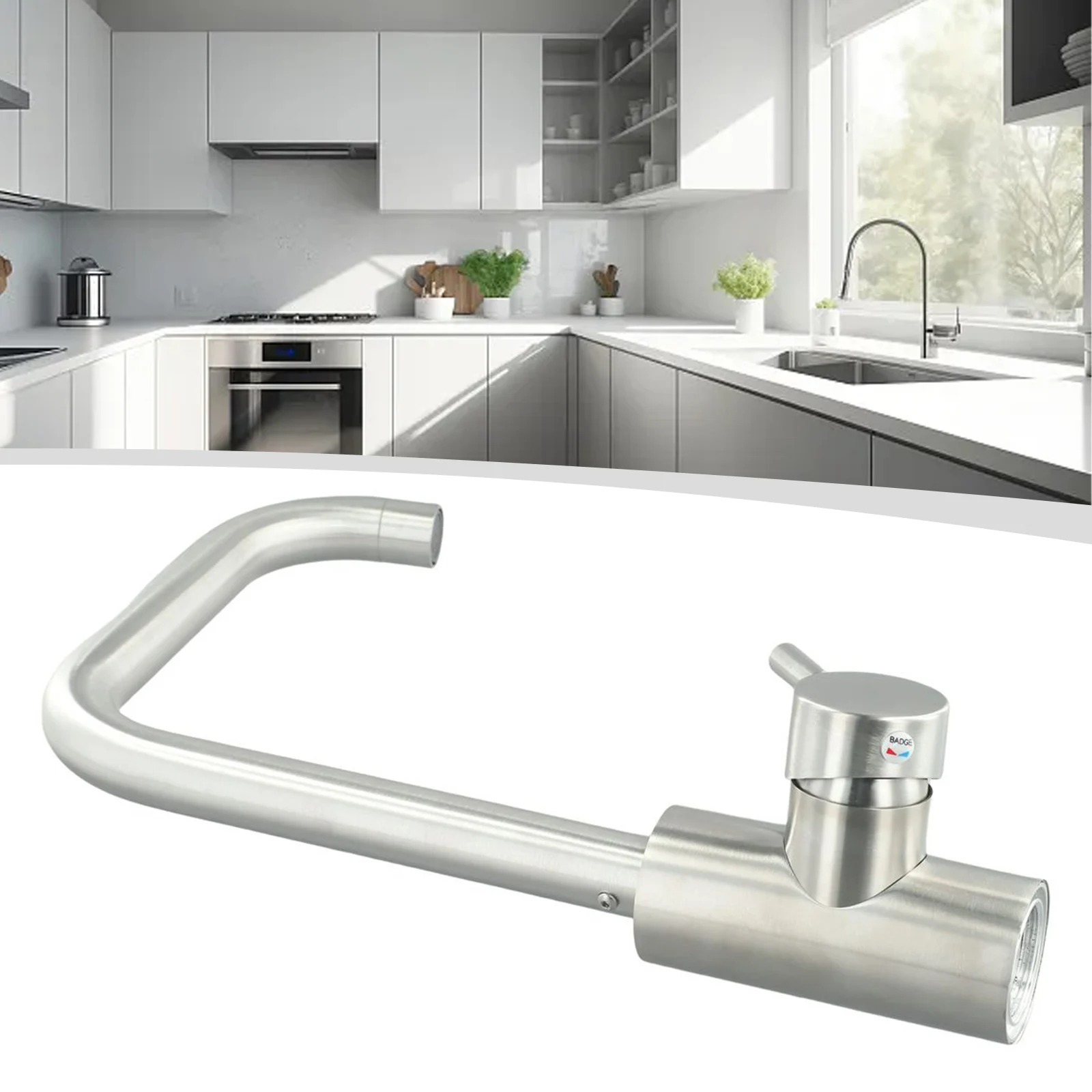 

Смеситель для раковины, кран для кухни, смеситель с 2 отверстиями из нержавеющей стали 304, смеситель холодной и горячей воды Tap современный с одной ручкой, прочный