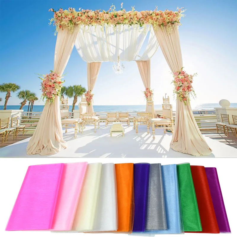 

5/10M Crystal Tulle White Spool Sheer Organza Tulle Fabric For Wedding Arch Home Decorative Party Table Chair Decorate Supplies