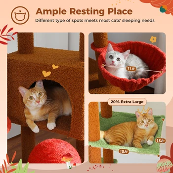 Floor to Ceiling Cat Tree Tower Adjustable Height with Cat Condo Cozy Hammock and Scratching Post Tall Activity Tree 5