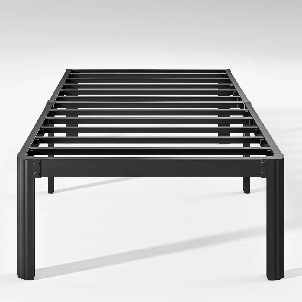 18in Heavy Duty Twin Bed Frame No Box Spring Needed, Metal Platform Bed Frame Twin with Round Corners, Easy Assembly