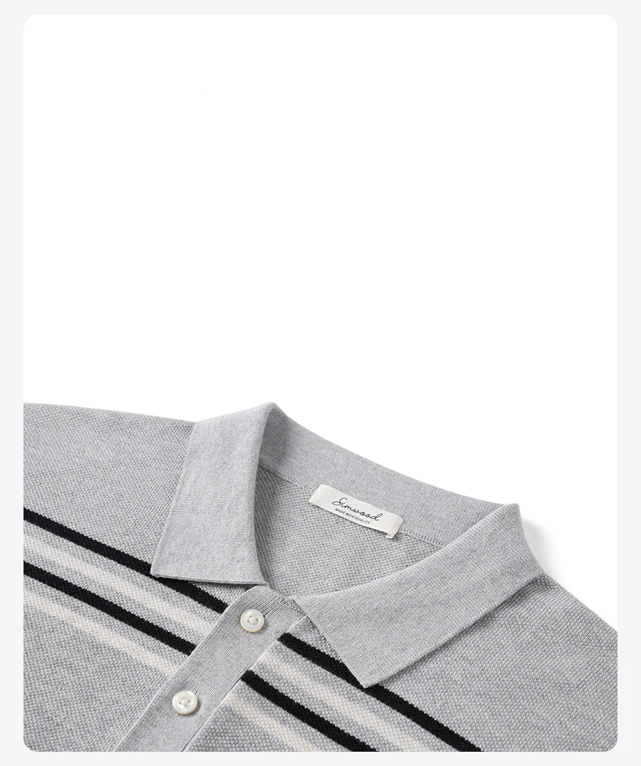 SIMWOOD 2025 Summer New Oversize Soft Knitted Polo Shirts Men Plus Size Tops Striped T-shirts 14 Se403a99ae30340abbf6558718ec48b31z