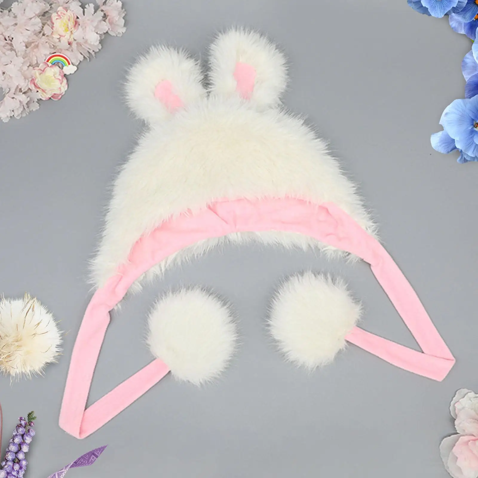 Rabbit Ear Hat Soft Beanie Cap Cute Cartoon Plush Hat for Holiday Party Favors