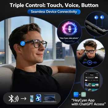 2026 4K 8MP Smart Glasses Men HD Camera 150+Language Translation ChatGPT WIFI Video Recording Bluetooth CallAudio Glasses Women - Image 5