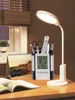 Perpetual Calendar Pen Holder Anti Slip Base Date Time Display Temperature Detection Desktop Storage Decorative Clock Pen Holder 6