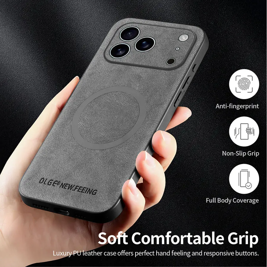 Luxurious Premium PU Leather Case - Anti-Fingerprint, Soft Touch, Non-Slip, Full Protection