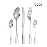 6/30pcs Silver stainless steel steak knife, fork and spoon dessert fork and spoon tableware set suitable for tableware hotel - 5pcs silver