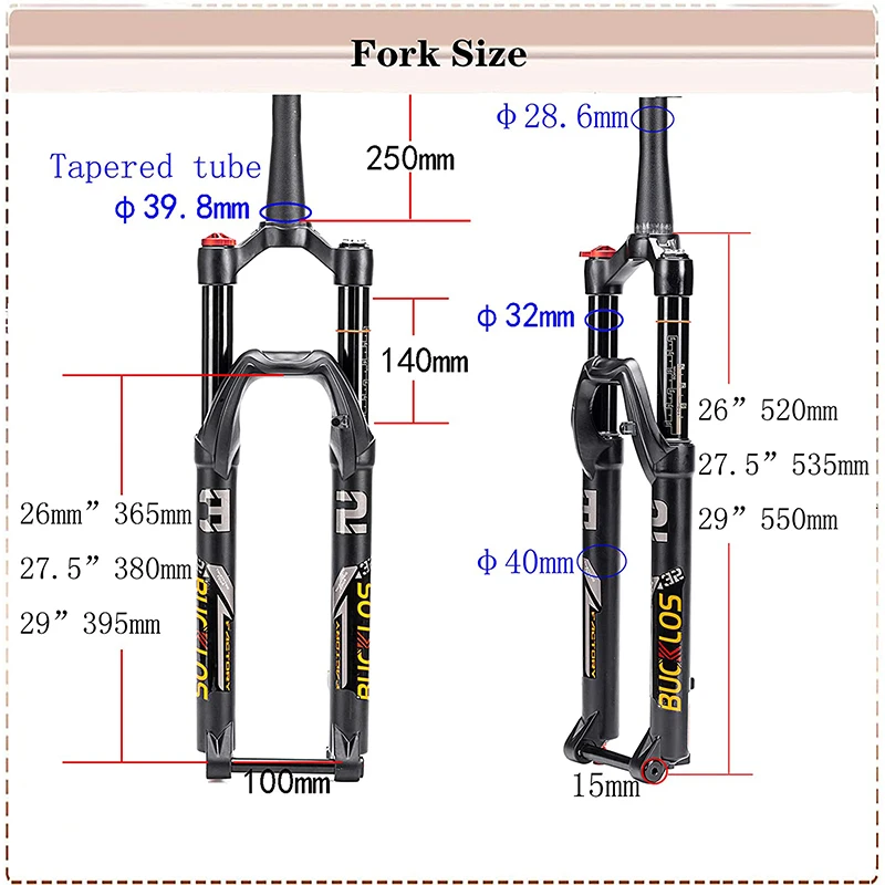 Bicycle Air Suspension Fork 120/140mm Travel Mountain