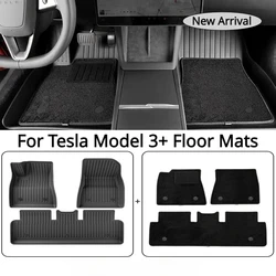 Double-layer Foot Pads for Tesla New Model 3+ Highland 2024 Floor Mats TPE Waterproof Wear-resistant Car Interior Accessories
