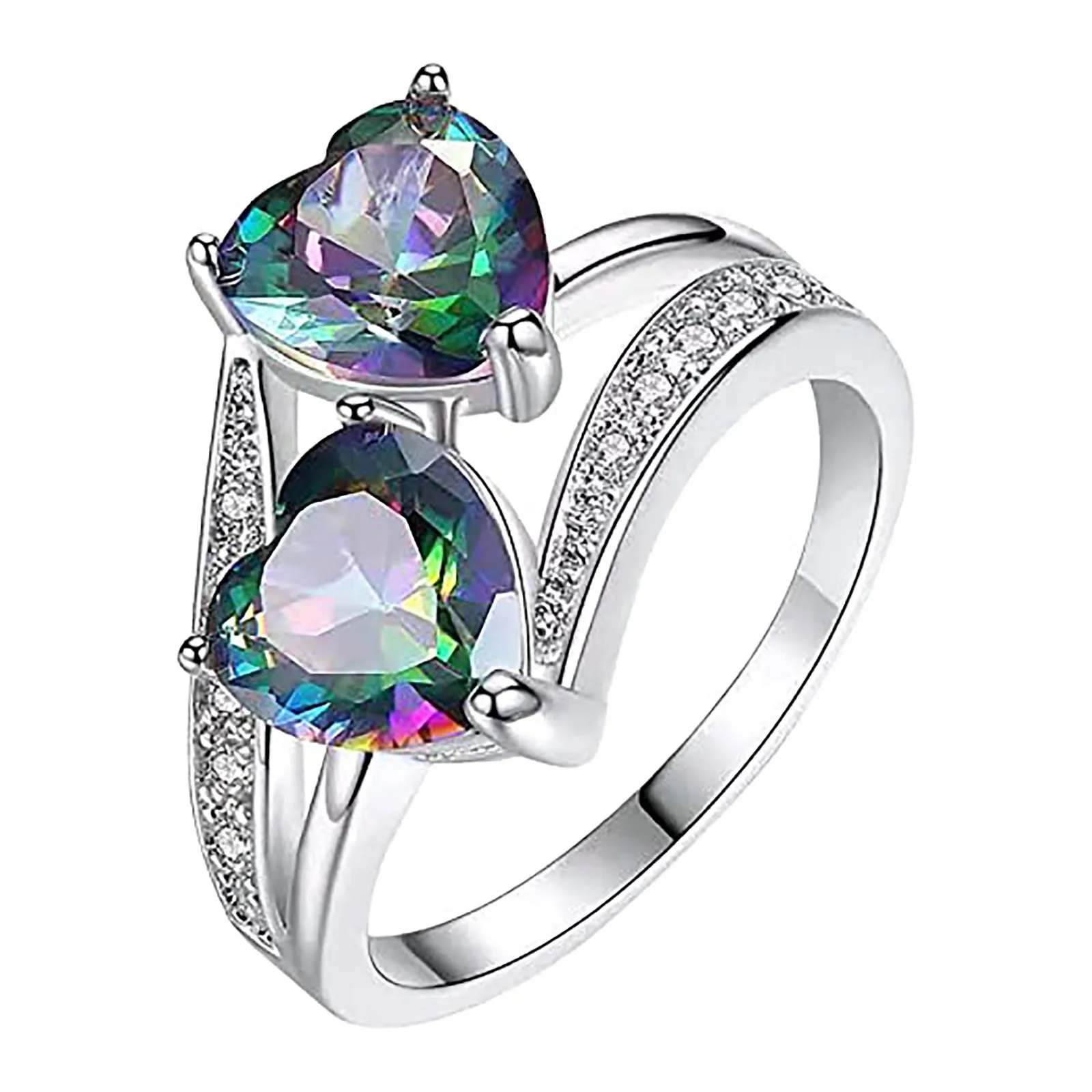Love Double Zircon Ring Jewelry European And American Aliexpress Wish Luxury Bague Femme Acier Inoxydable Gifts |