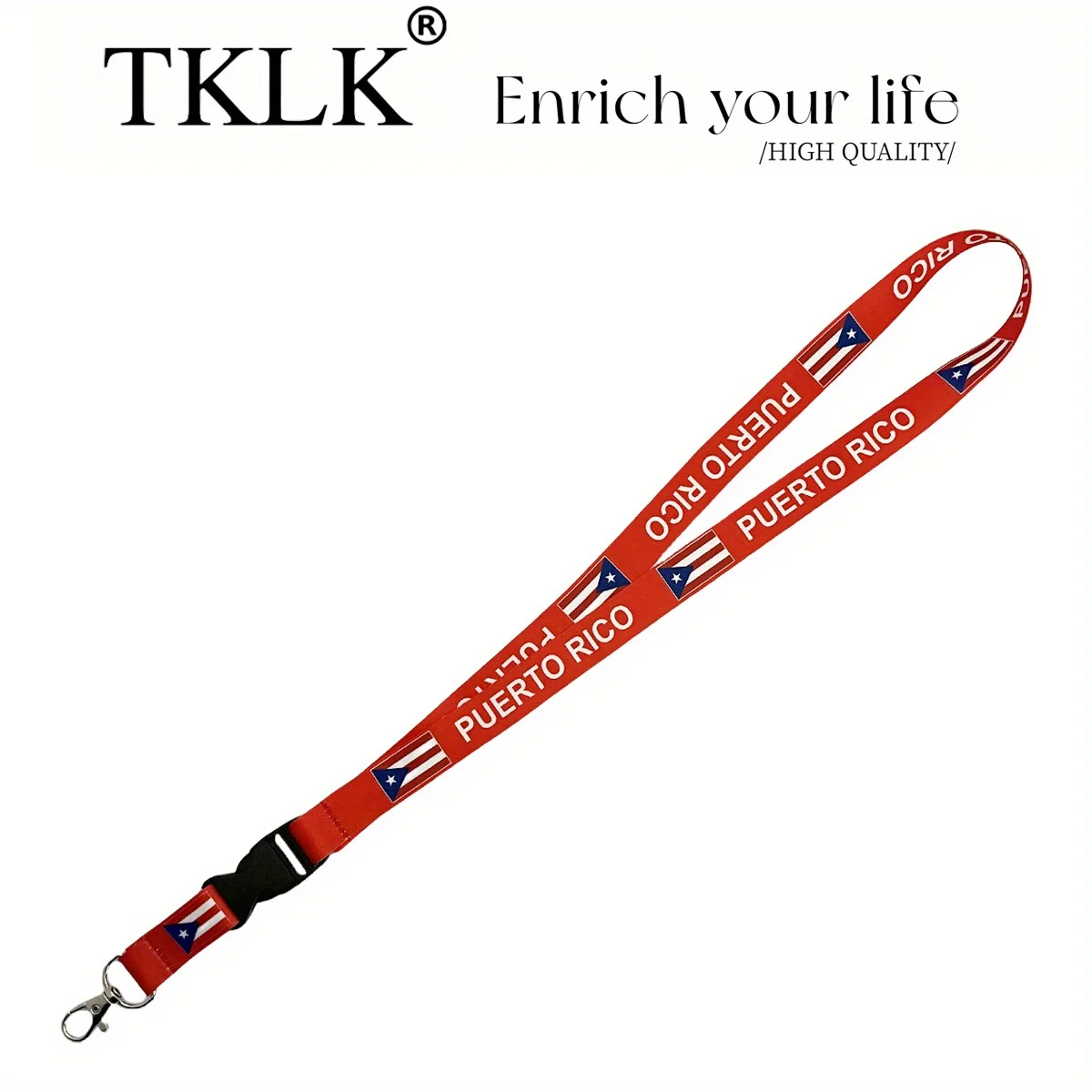 1 Stück langlebiger Polyester-Lanyard-Schlüsselanhänger mit Puerto Rico-Flagge – nicht elektrischer Ausweishalter für Schlüssel, Lehrer und Party-Dekoration – Detail 8