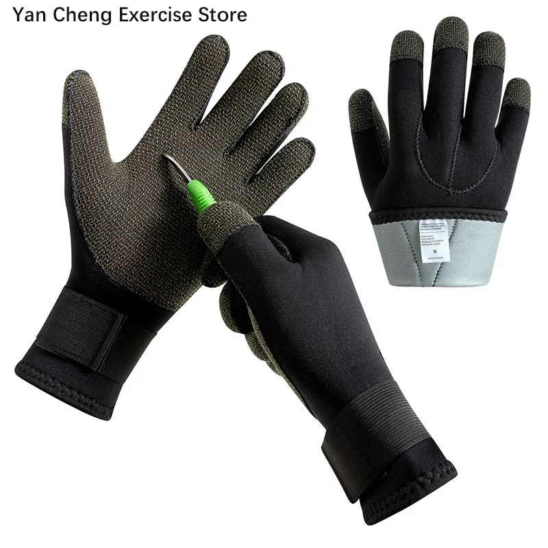 3mm Kevlar Diving Gloves Cut Resistant Keep Warm Black Pool Gloves for