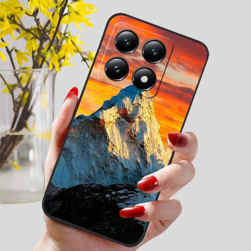 Floral Print Soft TPU Silicone Phone Cover with Black Bumpers