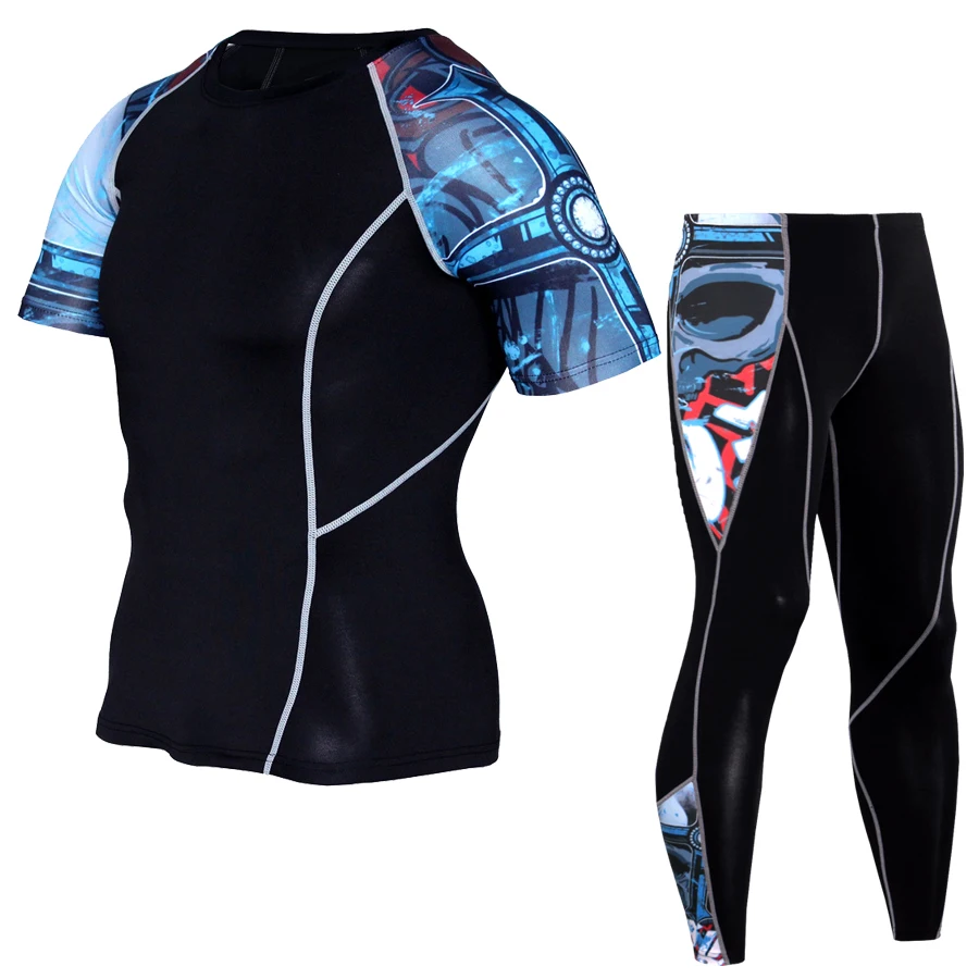 2 piece track suit Men Running sports suit Compression sportswear bike sets training