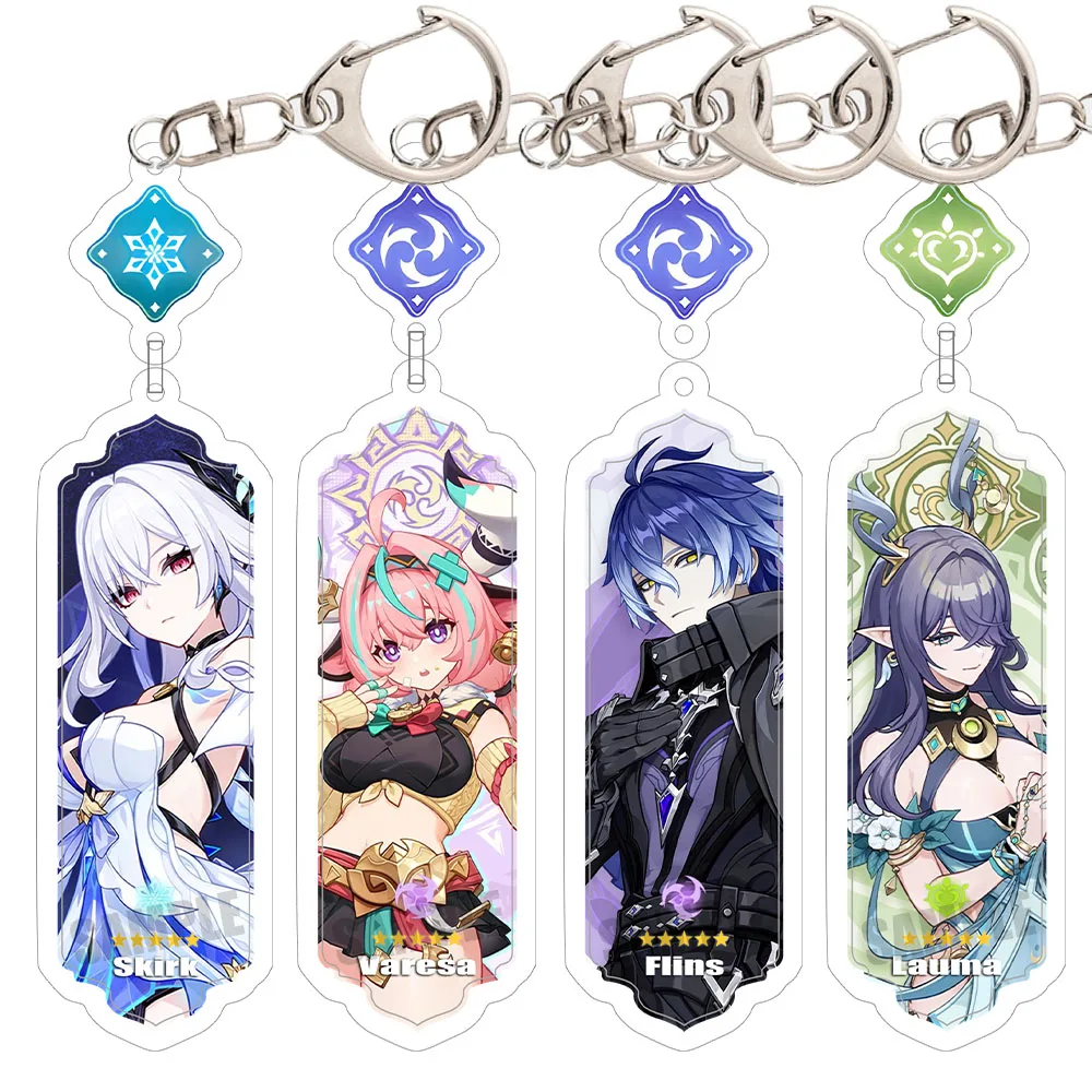 Anime Keychain Flins Durin Mualani Kinich Furina Neuvillette Arlecchin Accessories Cute Bag Pendant Key Ring Fans Gift