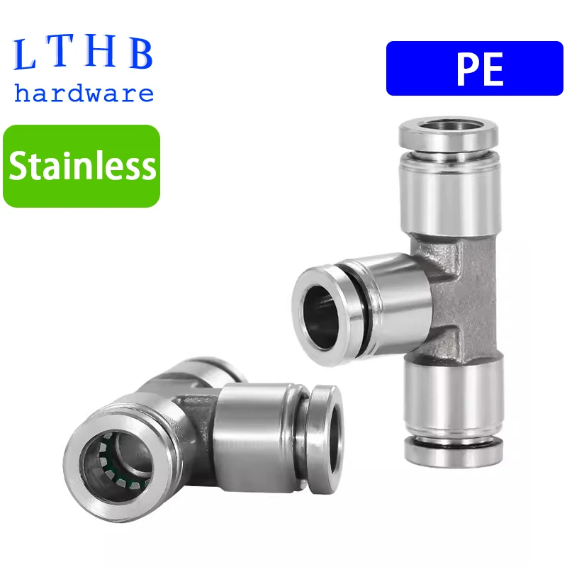 304 Stainless Steel Hose Connectors Pneumatic Air Hose Fittings PE 6mm 8mm10mm Quick Release Pipe Fitting Pneumatic Accessories