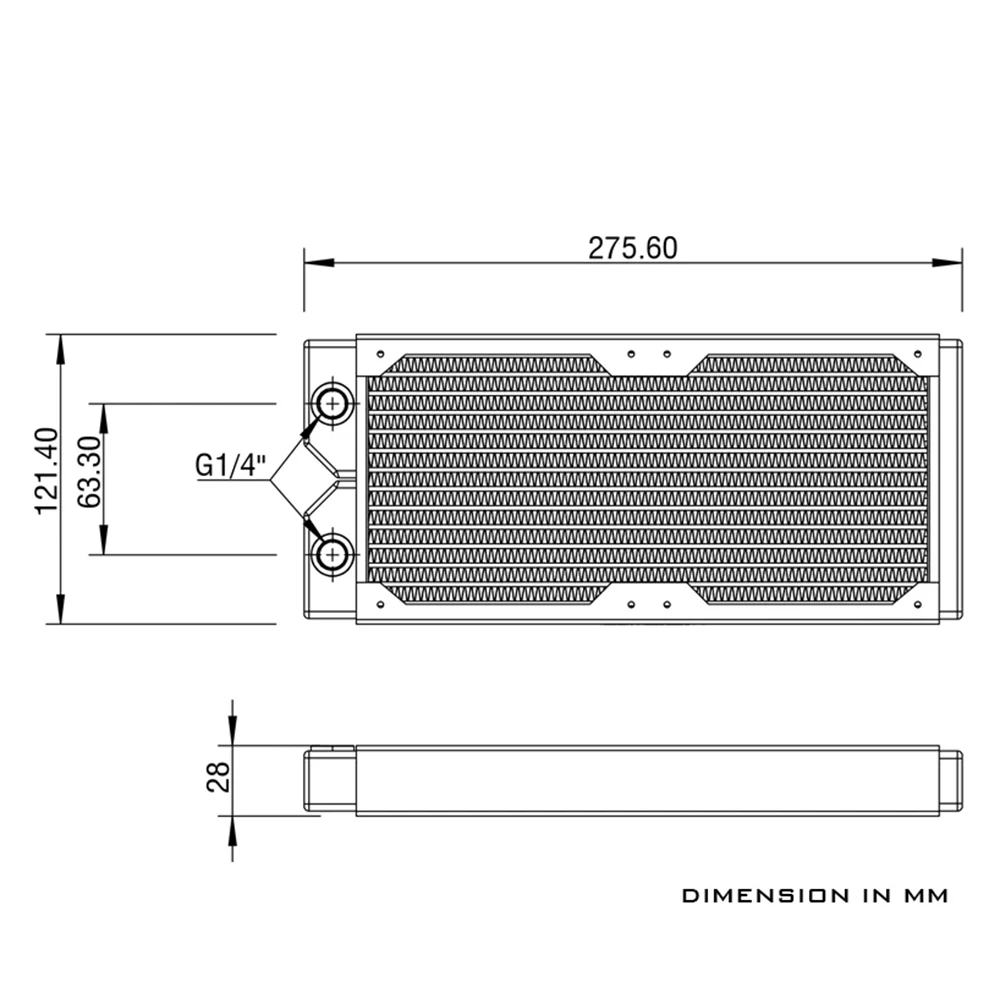 Carrinho de Mão 28 mm Grosso Cobre 240 360 mm Preto Radiador Computador Água Refrigerar Líquido Trocador g1 Rosqueado para 12cm Ventiladores Dabel28b Ventiladores e resfriadores - Imagem 5