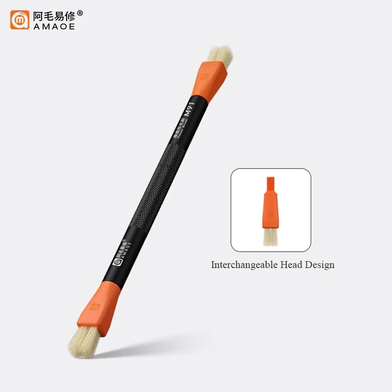 AMAOE Double-Head Replaceable ESD Safe Brush for iPhone iPad Samsung Computer Motherboard PCB CPU IC Cleaning Repair Tools