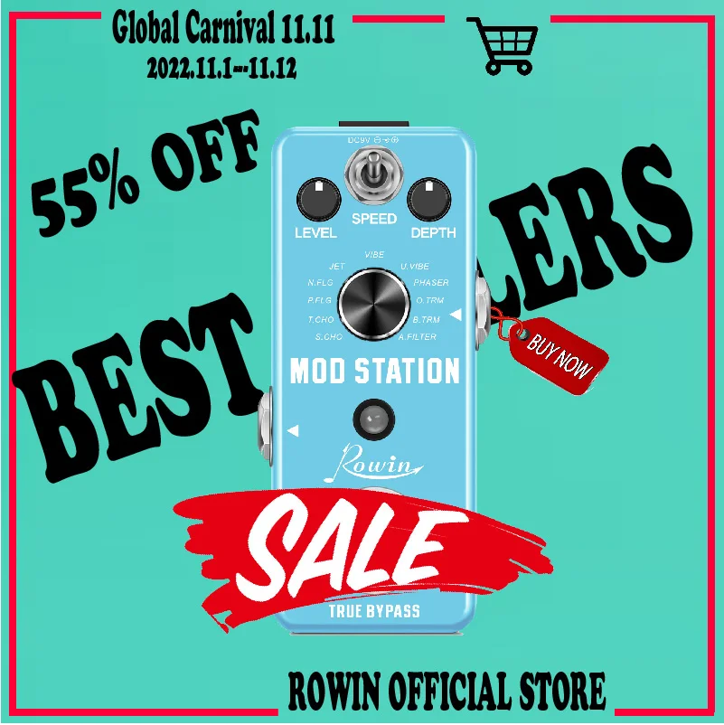 Rowin LEF-3808 Mod Station Pedal 11 Kinds Of Classic Modulation Effect Storage Of Timbre Sound Pedals rowin dist iv guitar pedal lef 301d distortion pedal analog classic dist iv effect pedals