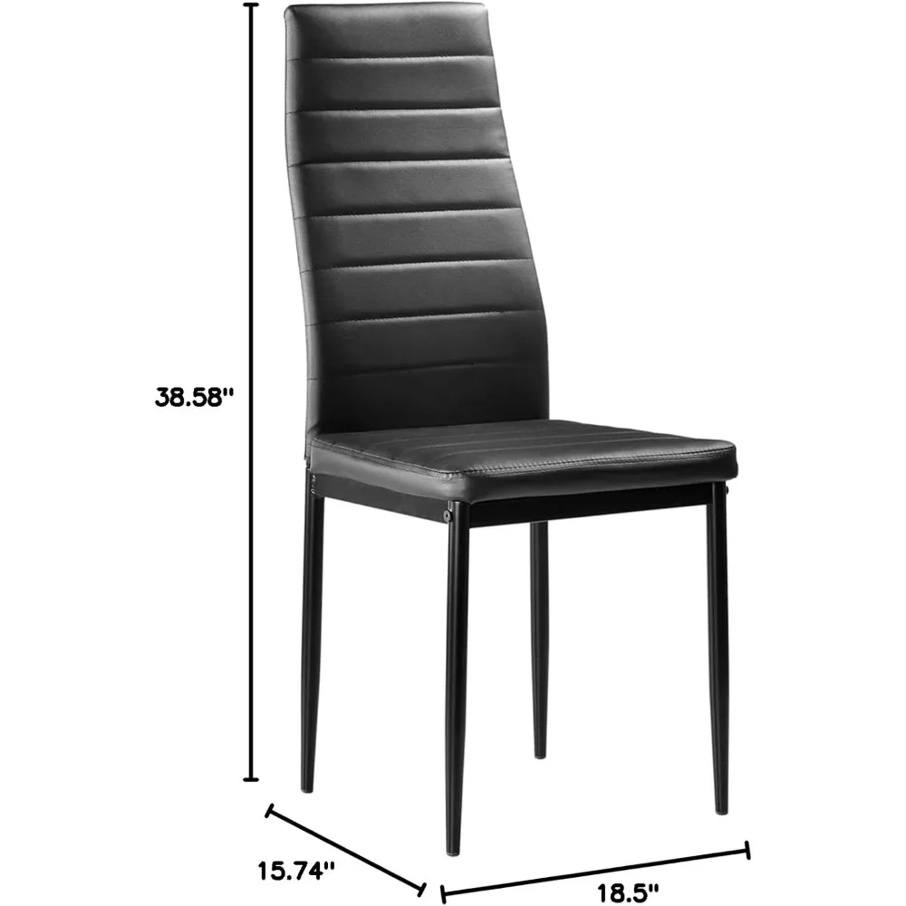 PU Dining Chair , Leather Dining Chairs with Curved Back & Foot Cap Protection for Dining Kitchen Living Room, 300lbs Capacity 2