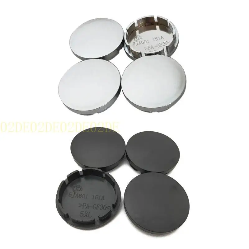 4-Piece Black/Silver Car Wheel Center Caps - Universal Fit