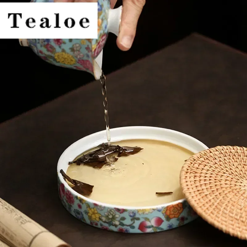 Chinese Enamel Color Ceramic Gaiwan Pot Bearing Handmade Flowers Porcelain Tea Bowl Teacup Household Tea Infuser Travel Teaware