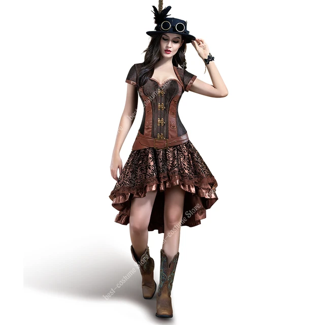 Vestido Medieval Punk de S-6XL para mujer, disfraces de Halloween