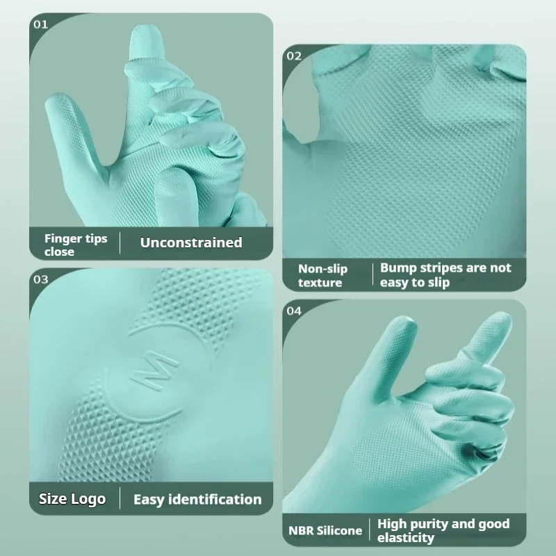 1Pair NBR Dishwashing Gloves Extra Long Thick Nonslip Wearresistant Kitchen Housework Cleaning Car Washing Rubber Gloves