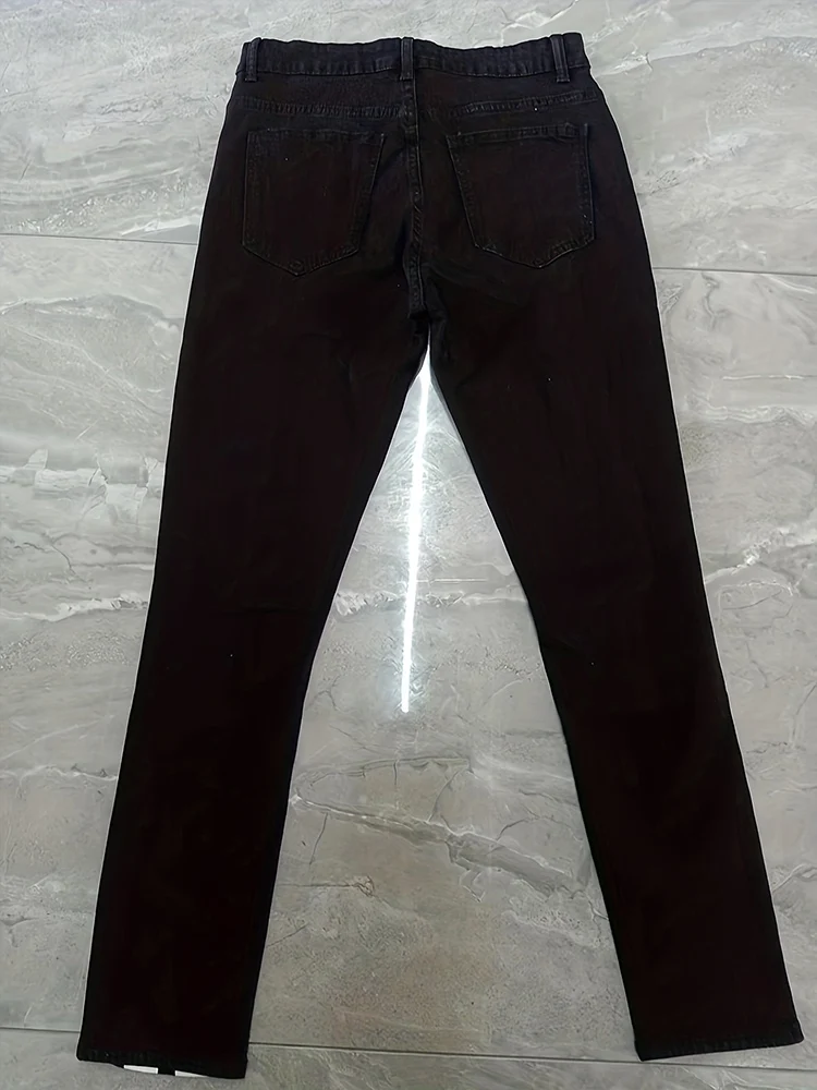 Jeans Men Elastic Waist Ripped Skinny Jean Men Jeans Skinny Printed Stretch Denim Pants for Daily Wear Trousers