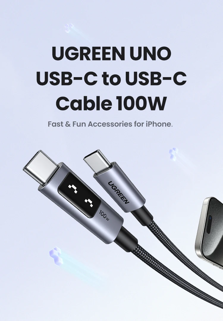UGREEN UNO PD100W USB C to USB C Cable Fast Charging for Laptop iPhone 17 16 Type C Data Cord for Samsung Xiaomi Poco 5A Charge