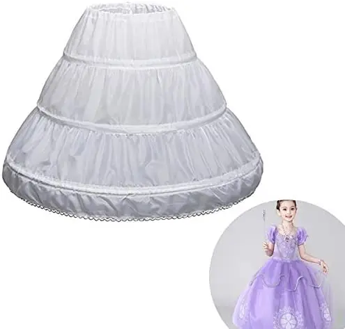 3 Hoops Children Kid Girl Dress Petticoat Crinoline Underskirt For Flower fluffy skirt Underskirt