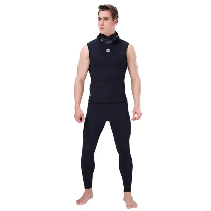 242F 3mm Neoprene Wetsuit Hooded Vest for Men Sleeveless Diving Vest with Hooded for Water Sports Surfing Snorkeling Swimming