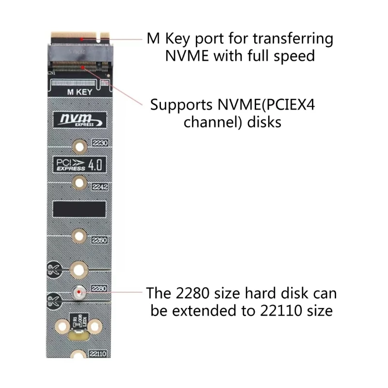 M.2 NVME Extended Protection Card SSD m2 Protection Plate for 2280 to 22110 SSD DIY Power-off Protective Adapter