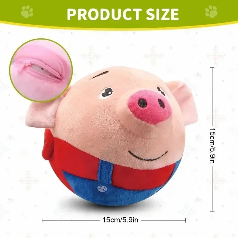 Interactive Smart Pig Plush Toys For Dog Pet Active Moving Squeaky Moving Dog Ball Toy Rechargeable Puppy Toys To Keep Them Busy