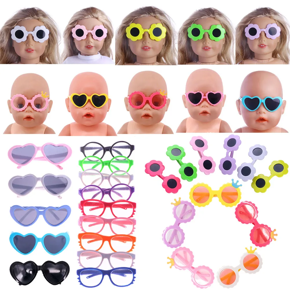 Multicolor Fashion Doll Sunglasses Glasses Accessories For 18Inch American Doll&43Cm Reborn Baby Generation Girl's DIY Eyes Toys sunglasses gradient rhinestone frame fashion glasses in brown size one size