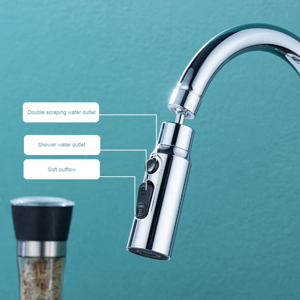 New Faucet Extender 360° Universal Rotation Extension Splash Proof Aerator 3 Modes Kitchen Sink Accessory Water Tap Nozzle 2