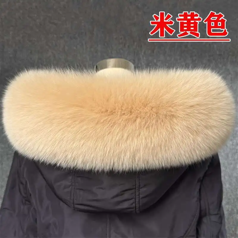 Real Fox Fur Collar Women Universal Hat Strip Down Jacket Fur Collar Winter Warm Fur Scarf Shawl Luxury Neck Warmer Fur Scarf