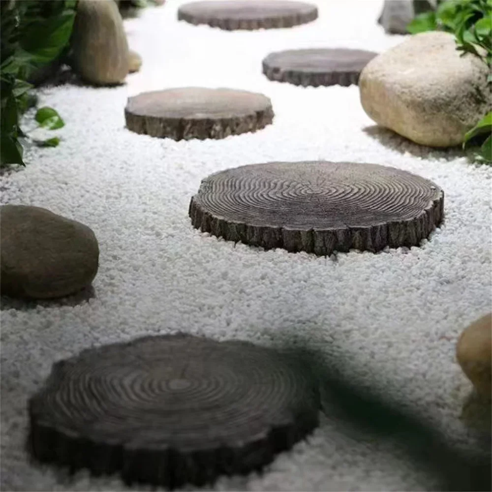 Wooden Pile Cement Stepping Stone Grinding Garden Anti-Slip Mold Outdoor Park Paving Imitation Brick Stone Concrete