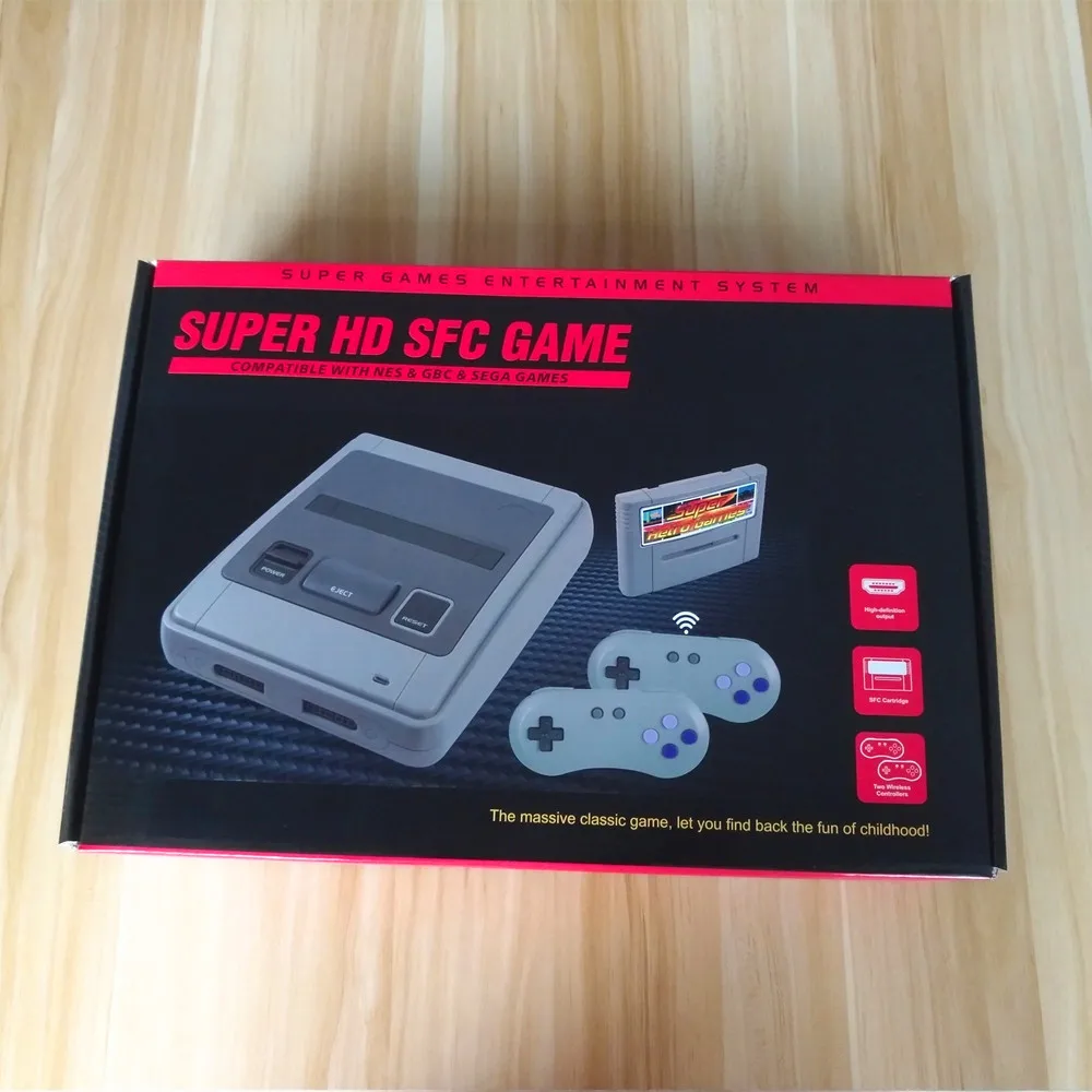 

16-битная Супер ретро игровая консоль HD для Super SNES, встроенные 518 игр, беспроводной контроллер 2,4G