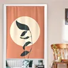 Nordic Morandi Abstract Doorway Curtain Room Plant Leaf Noren Linen Drapes Japanese Style for Partition Curtain Home Decoration 2