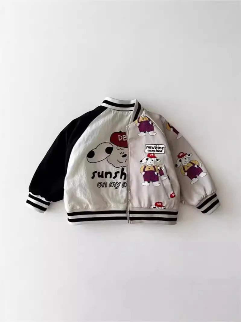 Autumn Baby Long Sleeve Cartoon Coat Children Double Sided Jacket Infant Girl Baseball Uniform Toddler Boy Cute Jacket