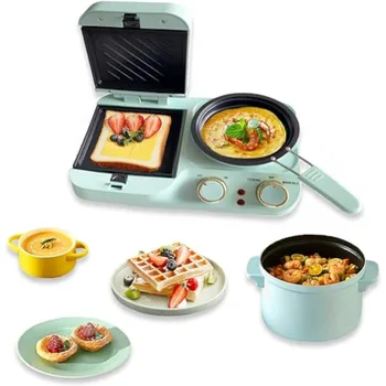 3-in-1 Breakfast Station 110V – Retro Electric Mini Toaster with Frying Pan 1