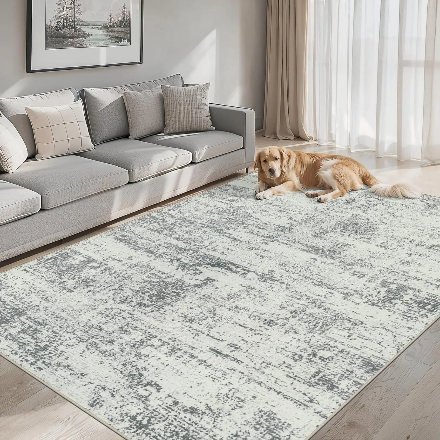 Washable striped abstract area rug - image 4