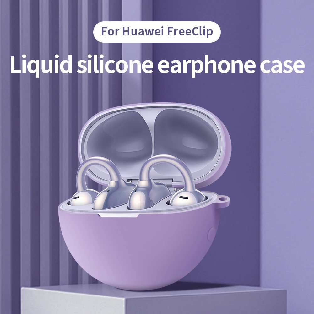 Liquid Silicone Shockproof Earphone Case with Hook - Solid Color Cover