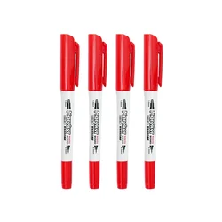 Ultra Fine Dual Tip Dry Erase Markers - Quick - Dry, Non - Toxic, Easy Clean (Red - 4pcs)