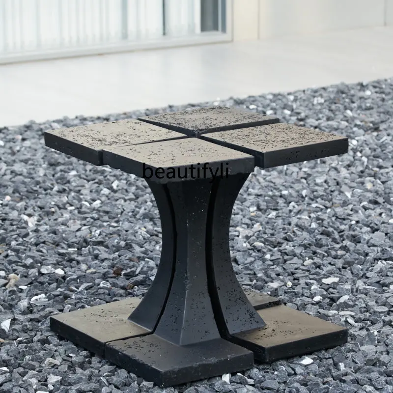 

yj Modern Minimalist Volcanic Rock Living Room Sofa Corner Table Balcony Coffee Small Table