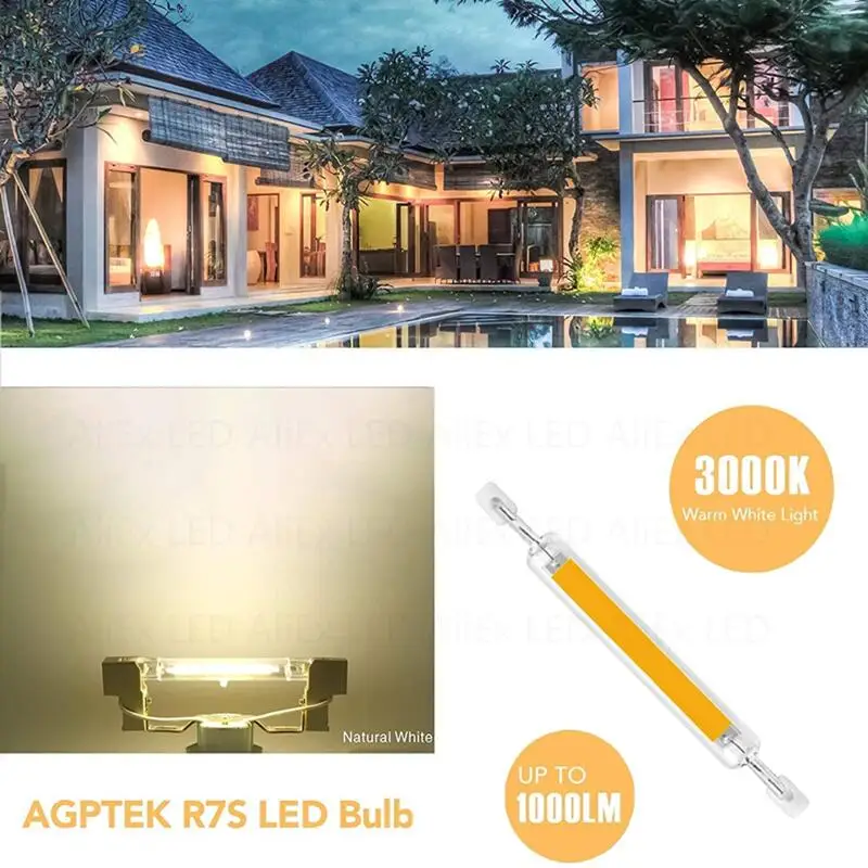 2022 R7S LED COB 유리관 78mm 118mm 고성능 J78 J118 전구 AC110V 120V 130V 220V 230V 240V 가정 할로겐 램프를 대체하십시오