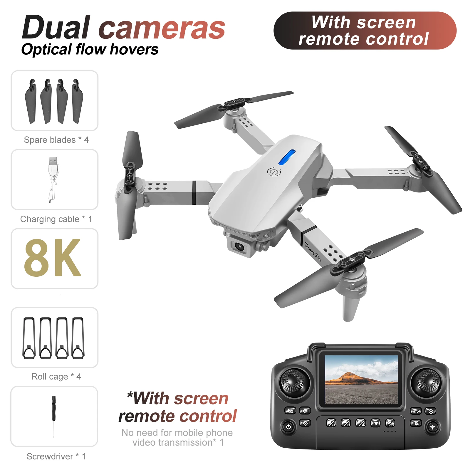 Enhanced Drone with 4K Dual-Camera and HD Aerial Photography, Foldable Quadcopter RC Toy