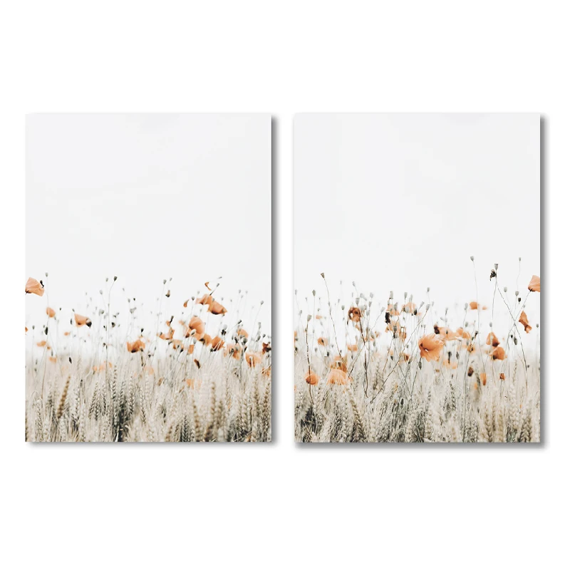 Vintage Wildflower Meadow Oil Painting Canvas Poster - Farmhouse Wall Art Decor