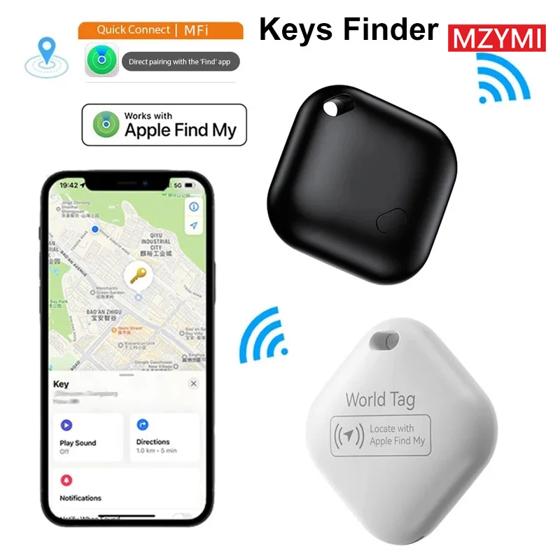 Фото Мини Bluetooth GPS-Трекер MZYMI F2 для детей, домашних животных, поиск ключей, смарт-метка, устройство поиска, сигнал тревоги, работа с Apple Find My №1